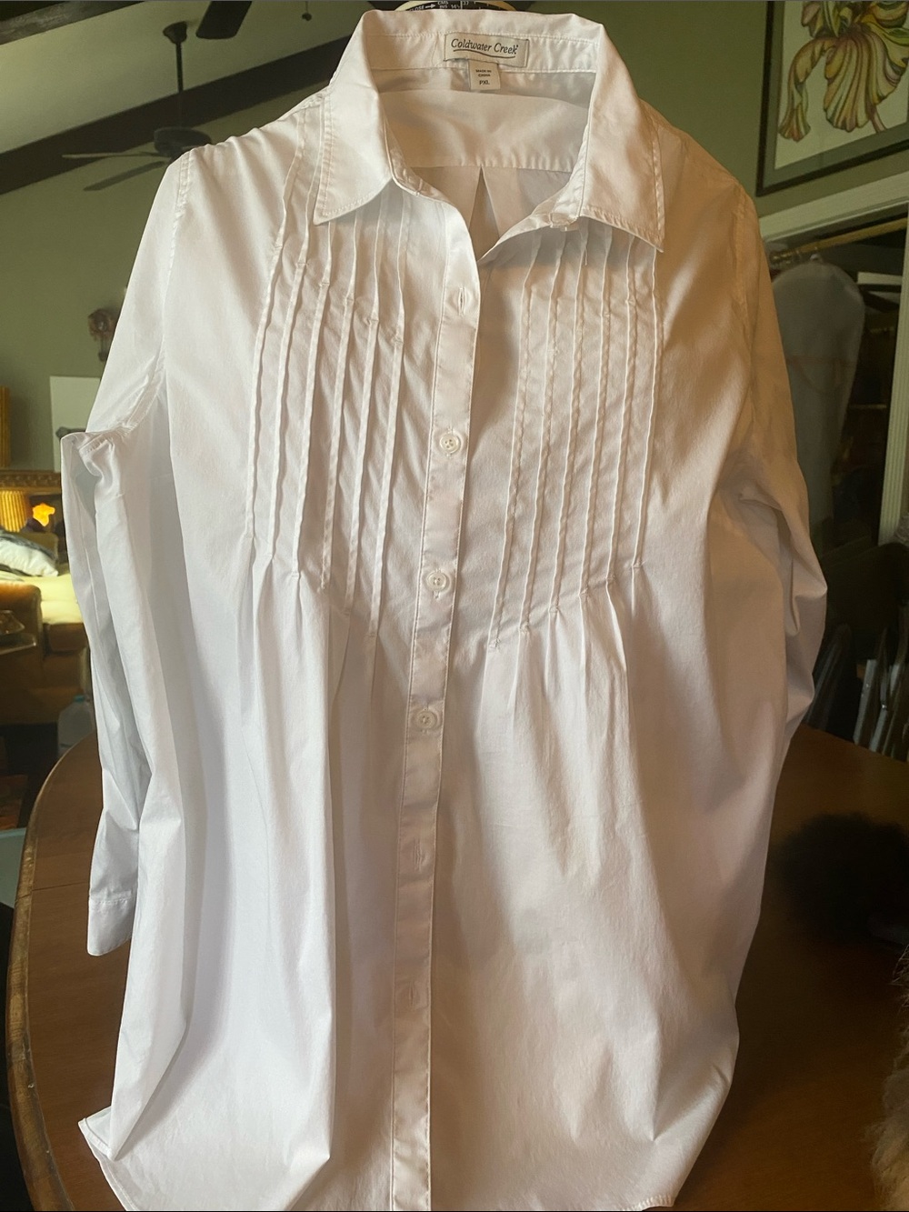 Coldwater Creek women’s button down lightweight cotton blouse Wht- Size XLP 851